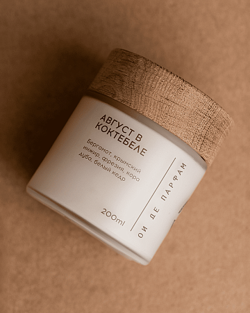 Свеча с деревянным фитилем "Август в Коктебеле" 200 мл