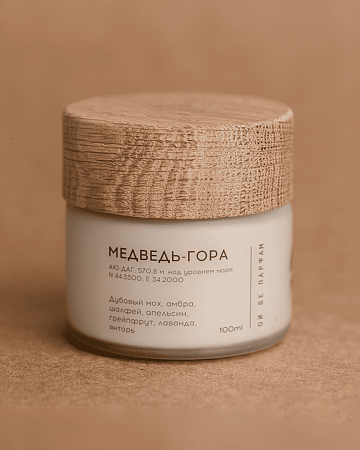 Свеча с хлопковым фитилем "Медведь-гора" 100 мл